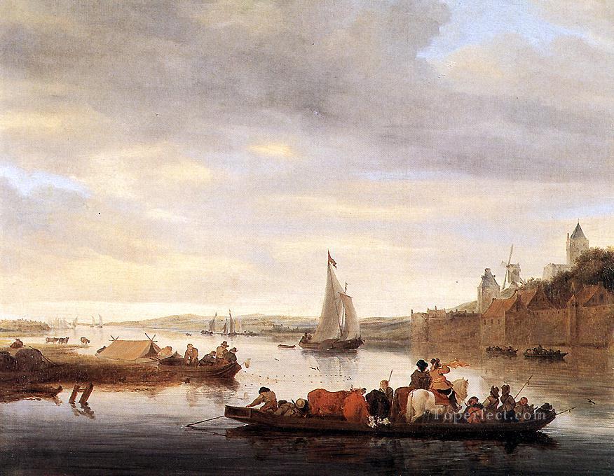 The Crossing at Nimwegen boat seascape Salomon van Ruysdael Oil Paintings